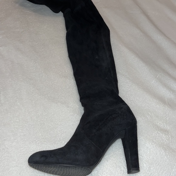 STUART WEITZMAN Highland Over The Knee Boot block heel black suede 5.5 - Picture 9 of 13